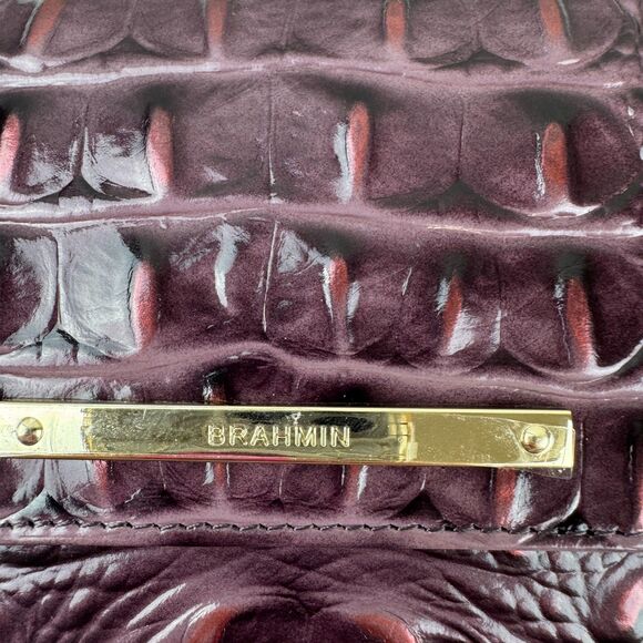 Brahmin Cordelia Trifold Wallet Checkbook in Fig Jam Croc Embossed Leather NEW - Picture 5 of 13
